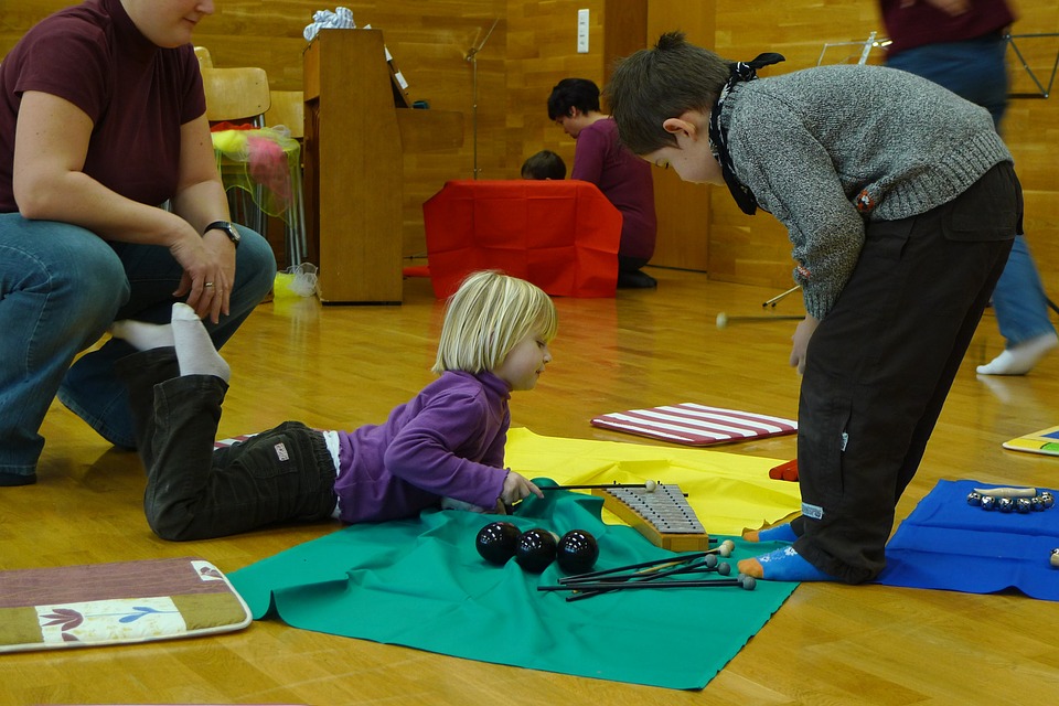 Boy playing xylophone